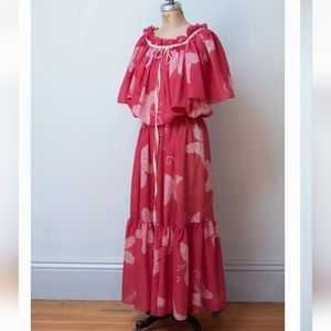 YSL, yves saint laurent Butterfly Print Lounge Dress Vintage